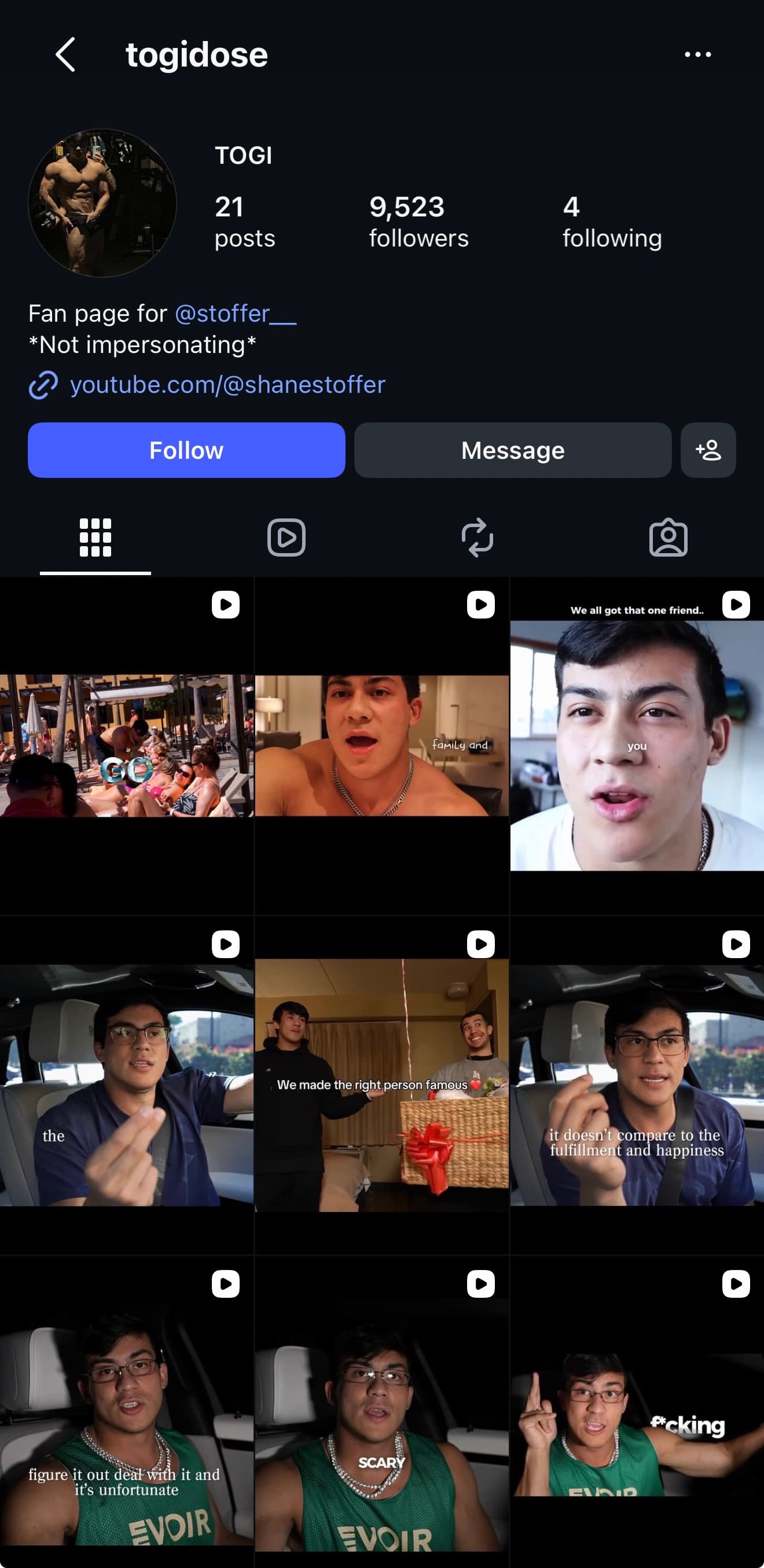 TOGI Instagram profile